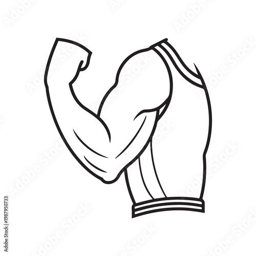Flexed arm muscle icon for strength and fitness concepts  muscular illustration
