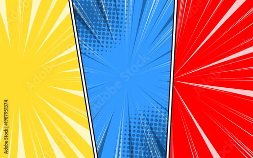 Three vibrant comic book style panels