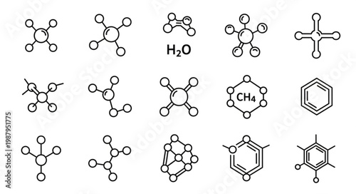 Collection of Hand Drawn Molecular Structures and Chemical Formulas.