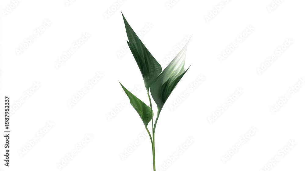 Fototapeta premium Stylized Green Leaf on White Background