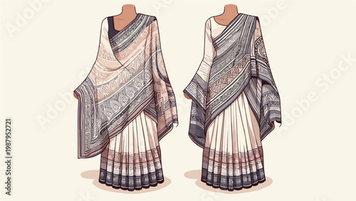 Traditional Indian Sarees with Geometric Patterns