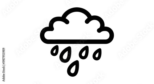 rain cloud with raindrops, weather icon