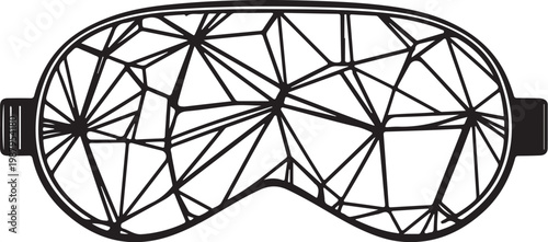 Sleep Mask with Geometric Pattern Print Hand-drawn Sketch Drawing Vector Illustration, Line Linear Symbol Black and White Engraving, Isolated