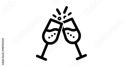 wine glass icon, simple black outline on white background