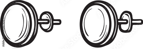 Stud Earrings Hand-drawn Sketch Drawing Vector Illustration, Line Linear Symbol Black and White Engraving, Isolated