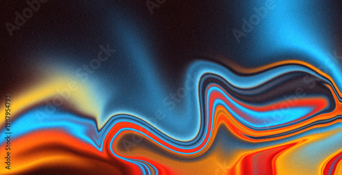 Colorful abstract fluid wave background with blue orange red gradient lines
