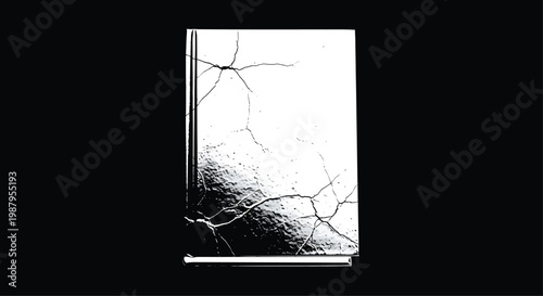 Cracked Glass Window Pane on Black Background