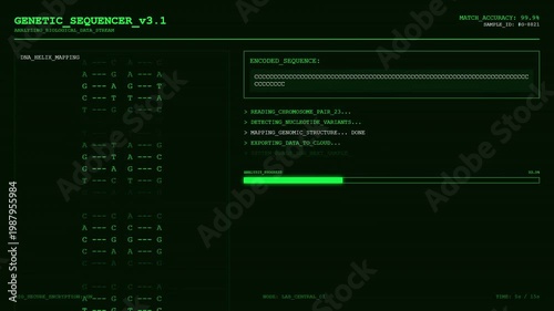 Genetic Sequencer Analyzing Biological Data Stream for Genomics Research.
