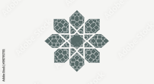 Elegant geometric star pattern. Abstract oriental ornament with intricate tessellation and symmetrical design on a light background.