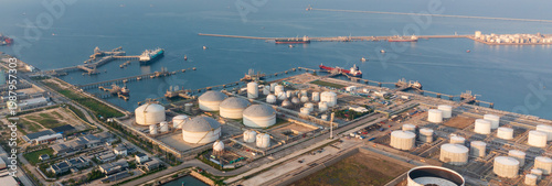 Aerial top view of an oil and gas tanker refueling at sea, showing offshore energy transfer, maritime logistics, and global fuel supply operations.
