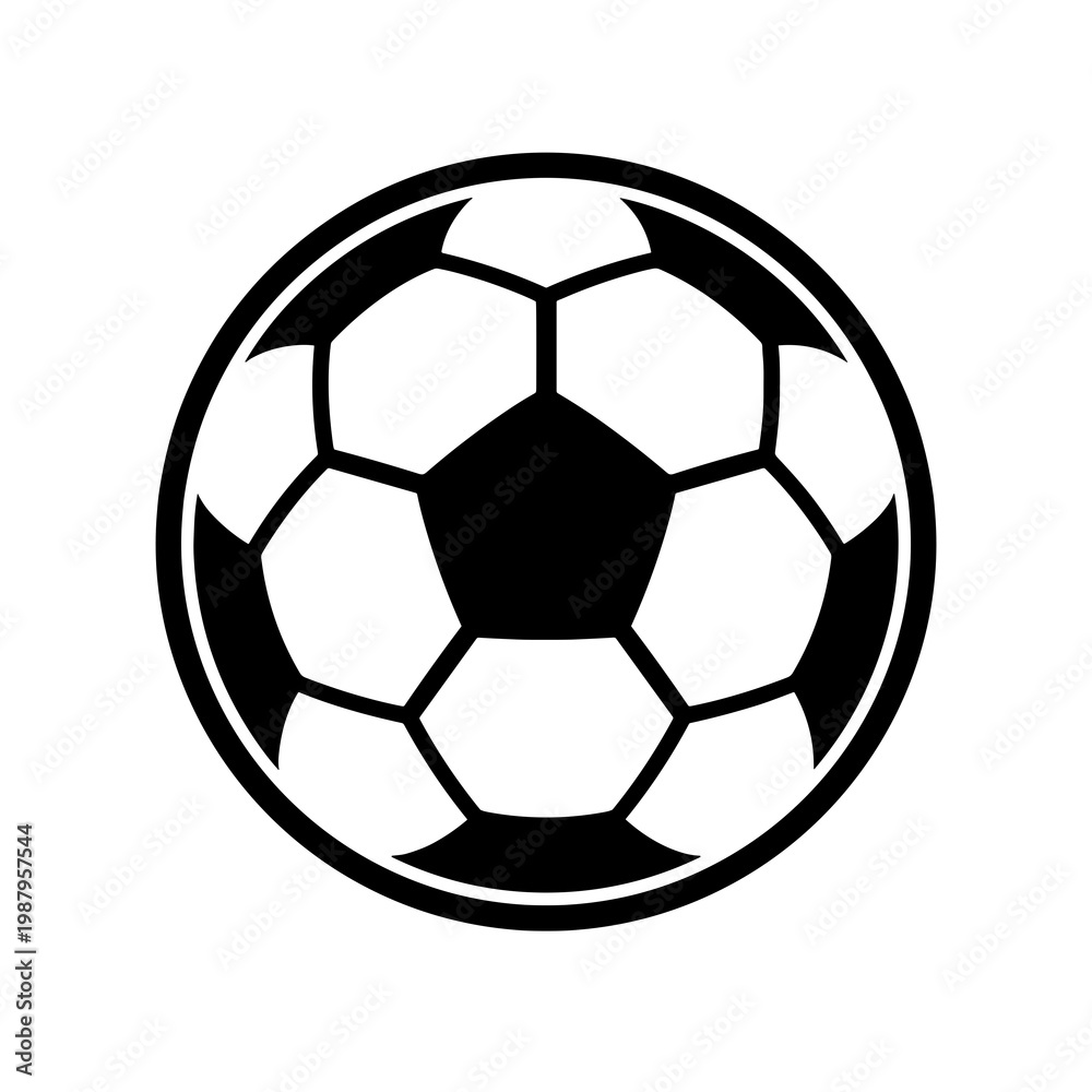 Fototapeta premium Classic Soccer Ball Icon Vector Illustration, Football Ball Graphic Symbol, Minimal Sports Design for Logo, Sticker, T Shirt, Print Use 