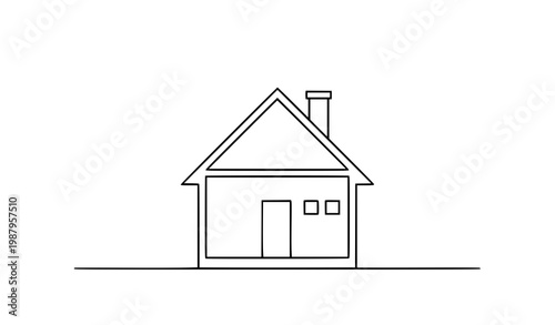 Minimal Detached House Model Line Art Architecture Vector