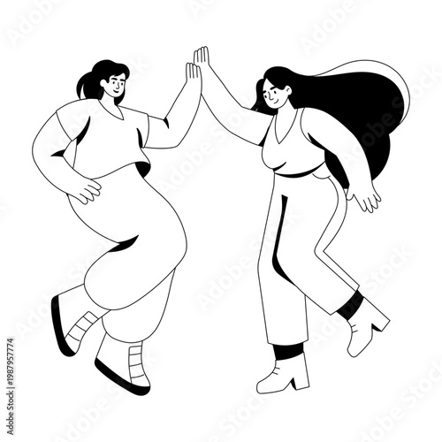 A glyph style illustration showing characters giving a high five
