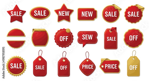 Assorted vibrant sale and discount label designs for retail promotions