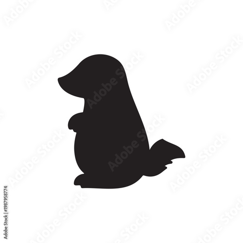 Skunk standing silhouette icon vector flat design.