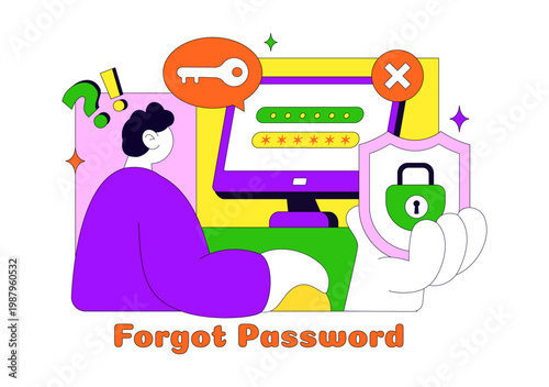 Forgot Password Vector Illustration Account Recovery Concept With Mobile Login Security Lock Verification Code and User Authentication Design
