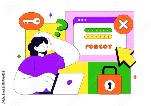 Forgot Password Vector Illustration Account Recovery Concept With Mobile Login Security Lock Verification Code and User Authentication Design