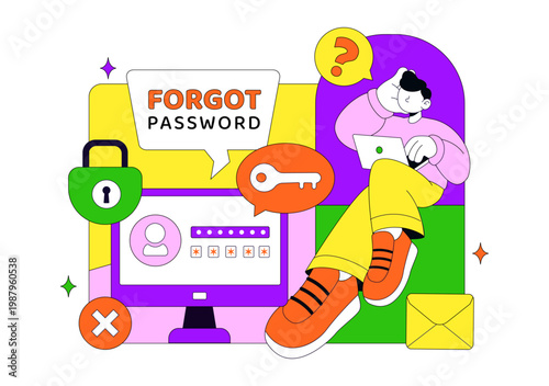 Forgot Password Vector Illustration Account Recovery Concept With Mobile Login Security Lock Verification Code and User Authentication Design
