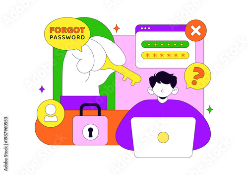 Forgot Password Vector Illustration Account Recovery Concept With Mobile Login Security Lock Verification Code and User Authentication Design