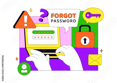 Forgot Password Vector Illustration Account Recovery Concept With Mobile Login Security Lock Verification Code and User Authentication Design
