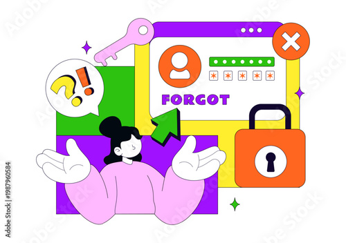 Forgot Password Vector Illustration Account Recovery Concept With Mobile Login Security Lock Verification Code and User Authentication Design