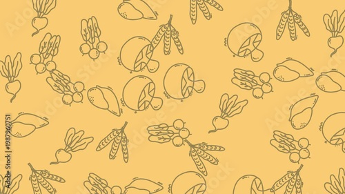 Patterned Botanical Sketches Background for Video.