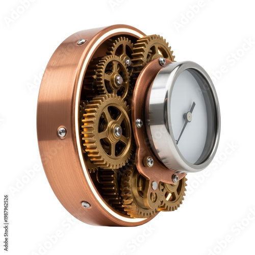 Wallpaper Mural Steampunk clock mechanism with visible brass gears and copper finish Torontodigital.ca