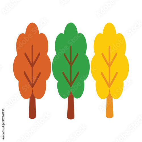 Seasonal tree variations showing yearly changes