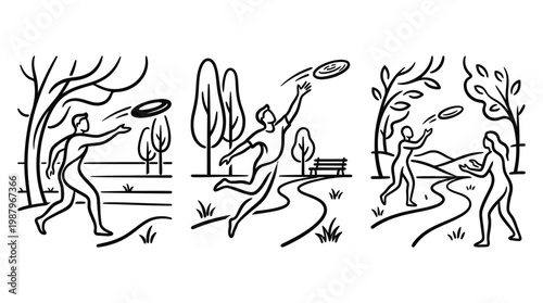 People Playing Frisbee in a Park