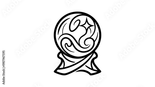 Mystic Crystal Ball with Ornate Swirls