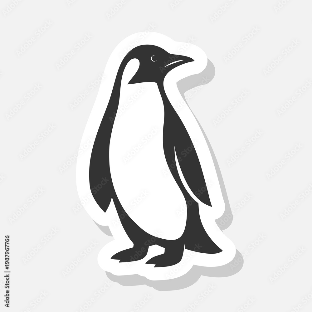 Obraz premium Penguin Icon sticker isolated on gray background
