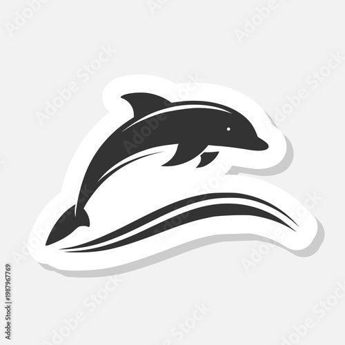 Dolphin logo icon sticker isolated on gray background
