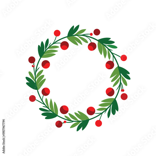 Tableau sur toile Botanical wreath made of simple pine branches rustic decoration