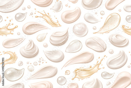 Seamless Skincare Texture Pattern Cream Serum Beauty Background