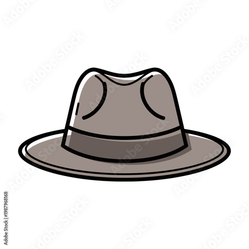 Gray cartoon fedora hat accessory.