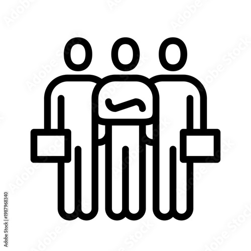 Group Leader Icon Line Vector Illustration, People, Business People, Businessman, Work Group Team