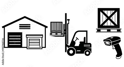 Forklift carrying heavy pallets for warehouse logistics and inventory management tasks