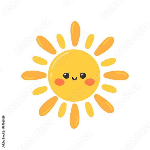 Cute kawaii sun vector illustration	