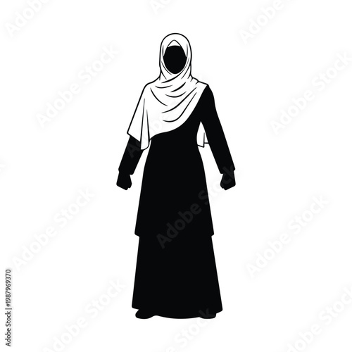 Professional woman in hijab standing in formal attire vector