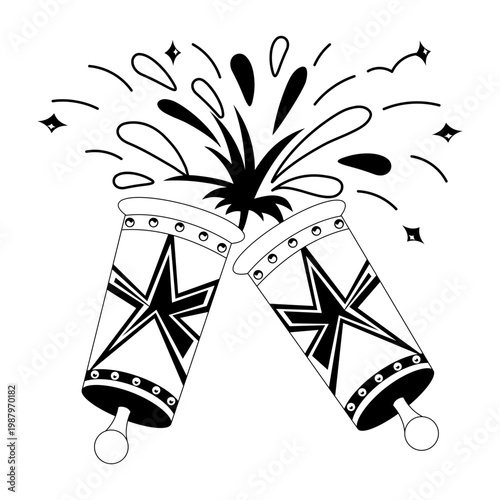 A glyph style illustration representing firework celebration moment
