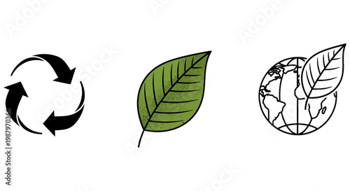 Environmental symbols representing recycling nature and global sustainability for earth protection