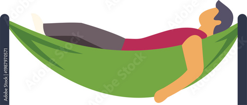 Man resting comfortably in a green hammock, symbolizing relaxation and vacation