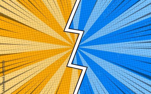 Comic cartoon versus background design.