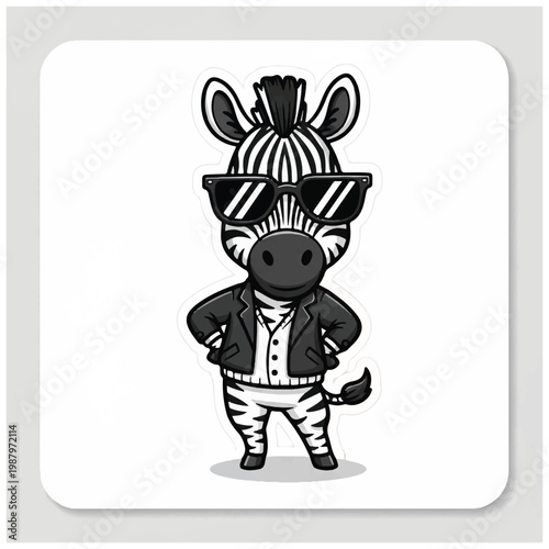 zebra wearing sunglasses and jacket.