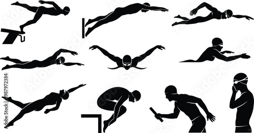 Competitive Swimmer Silhouettes.