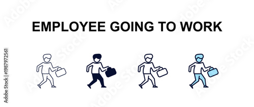 Konstfotografi employee going to work multi-style outline icon set - business concept