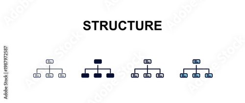 structure multi-style outline icon set - business concept. Thin line, regular, filled, colored structure icon