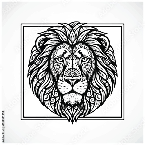 Lion Head with Intricate Patterns.