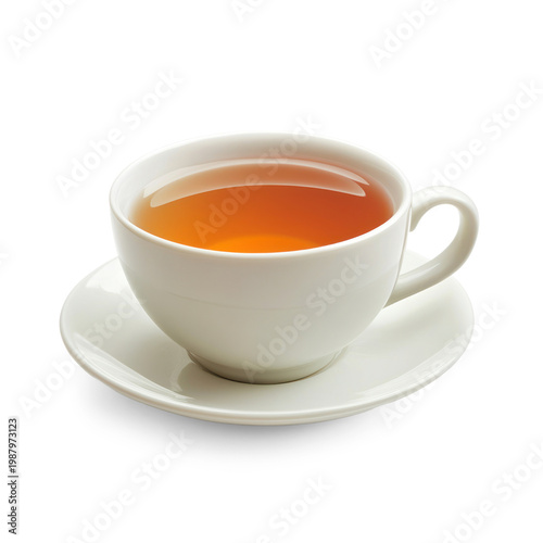A teacup filled with Earl Grey tea, with a hint of bergamot. full length isolate on transparent background