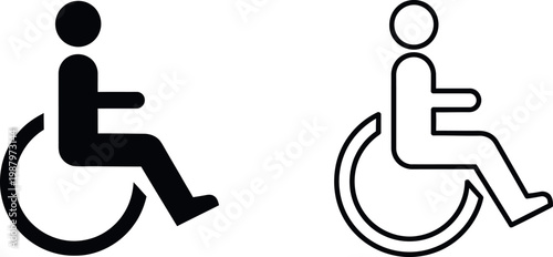 Accessibility icons wheelchair users male and female representations